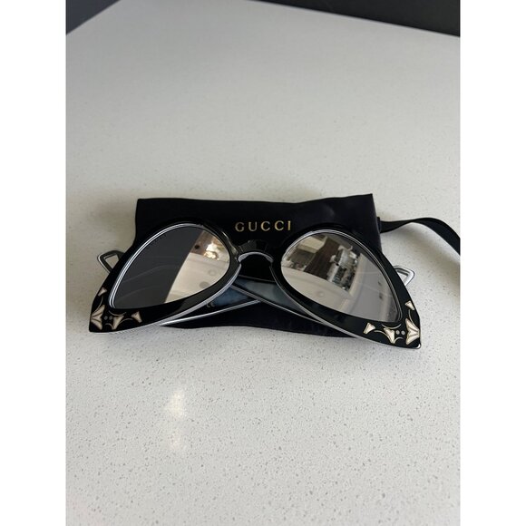 Gucci Inverted Multilayer Acetate runway for Cat-Eye black Sunglasses - Picture 11 of 12